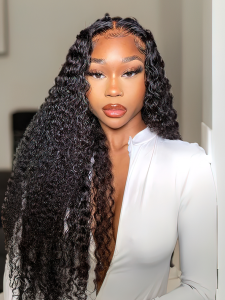 Unice 5x5 HD Transparent Lace Closure With Curly Human Hair 3 Bundles