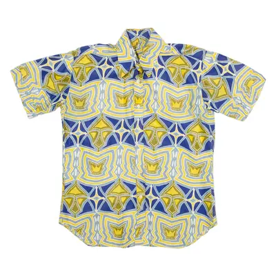 Mens Shirt Blue Crazy Pattern M