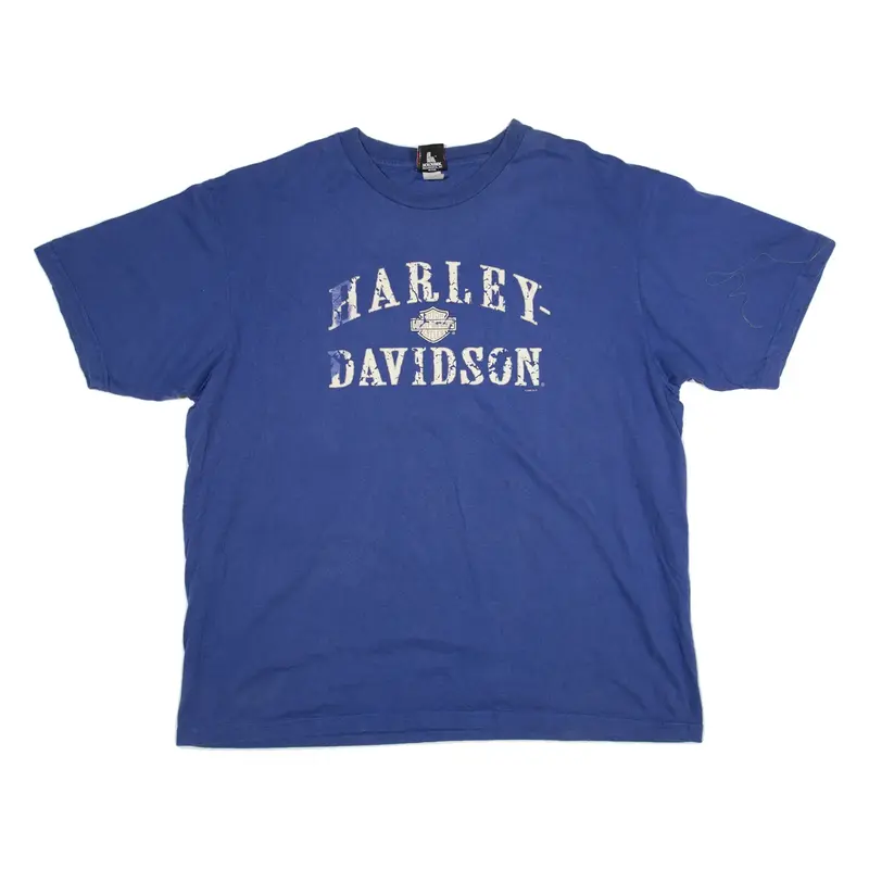 HARLEY DAVIDSON Mens T-Shirt Blue 2XL