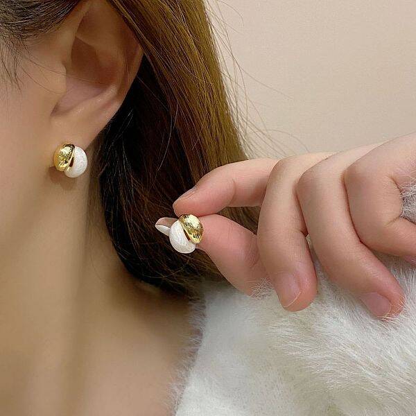 Brass Enamel Stud Earrings