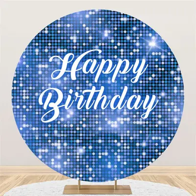 Blue Sequin Bokeh Sparkling Round Birthday Backdrop - Aperturee
