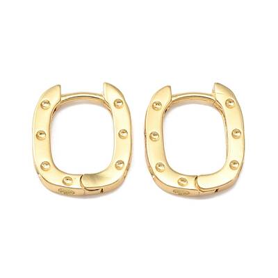 Brass Oval with Polka Dot Hoop Earrings for Woman