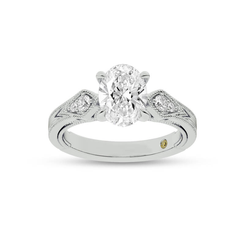 Vesta Vintage Inspired Oval Lab Grown Diamond Engagement Ring | 10K White Gold 2 3/4 CT. TW.