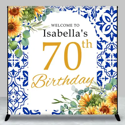 Mediterranean Lemon Custom Name Birthday Backdrop - Aperturee