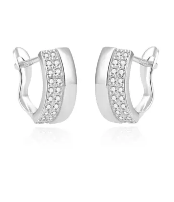 Beneto Timeless Silver Earrings with Zirconia AGUC1448