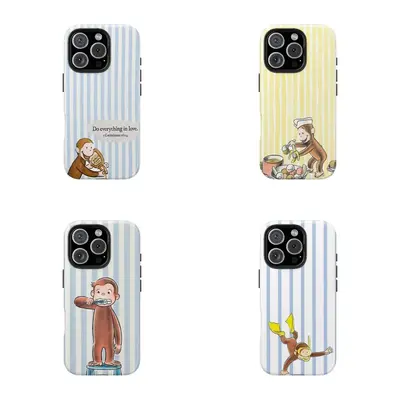 Classic Stripes Colorful Curious George Phone Case - Childhood Favorite Cartoon | Classic Children's Book Phone Cover for Sam...