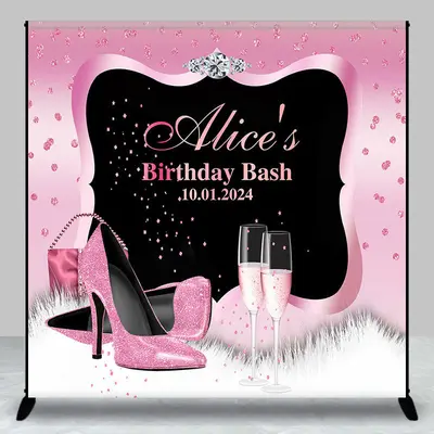 Pink High Heel Diamond Ring Custom Birthday Backdrop - Aperturee
