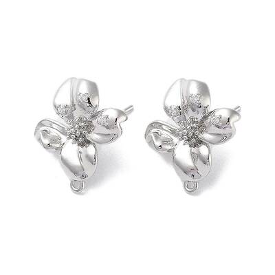Brass Micro Pave Cubic Zirconia Stud Earring Findings