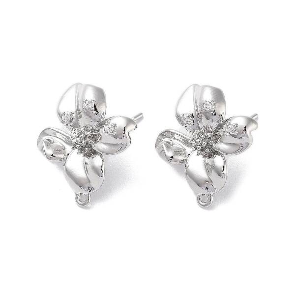 Brass Micro Pave Cubic Zirconia Stud Earring Findings