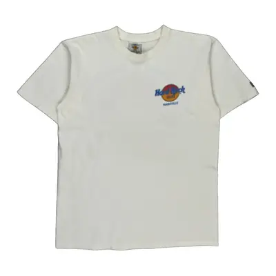 Nashville Hard Rock Cafe Graphic T-Shirt - Large White Cotton