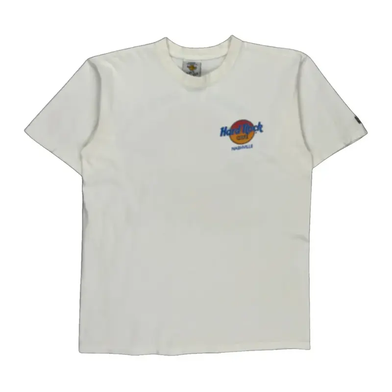 Nashville Hard Rock Cafe Graphic T-Shirt - Large White Cotton