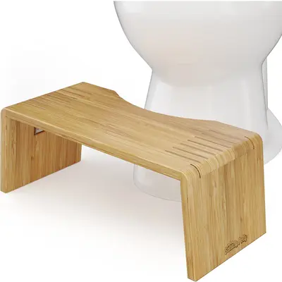 Squatty Potty - Oslo Bamboo Folding Toilet Stool - Doctor Recommended - Relieves Bloating - Feel Lighter and Have Better Poop...