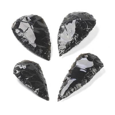 Rough Raw Hammered Natural Black Obsidian Beads