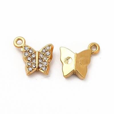 Ion Plating(IP) 316 Surgical Stainless Steel with Crystal Rhinestone Pendants