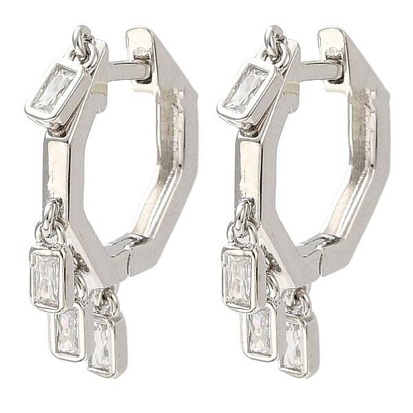 Cubic Zirconia Rectangle Dangle Hoop Earrings