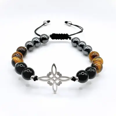 FIMENESS WITCH KNOT HAND MADE MACRAME CRYSTAL BEADED BRACELET
