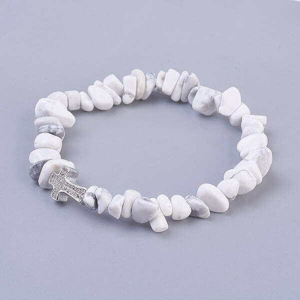 Synthetic Howlite Beads Stretch Bracelets