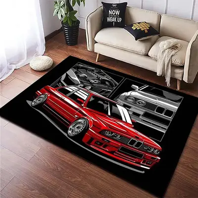 Multi-size Car Pattern Rug, 1 Count Non-slip Floor Mat, Decorative Area Rug, Bedroom Accessories, Decorative Mat for Home Liv...
