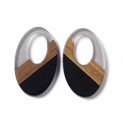 Opaque Resin & Walnut Wood Pendants