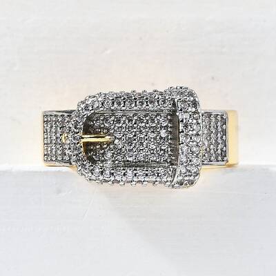 Brass Micro Pave Cubic Zirconia Cuff Rings