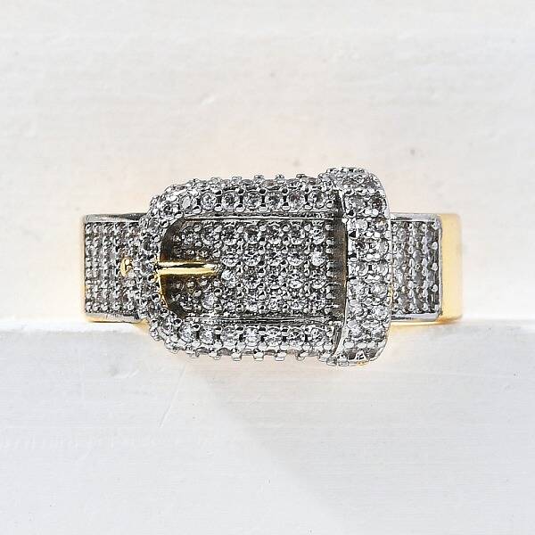 Brass Micro Pave Cubic Zirconia Cuff Rings