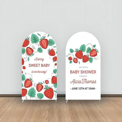 Aperturee Sweet Strawberry Leaf Girl Baby Shower Arch Backdrop | Chiara Arch Backdrop Diy | Round Arch Backdrop Cover | Weddi...