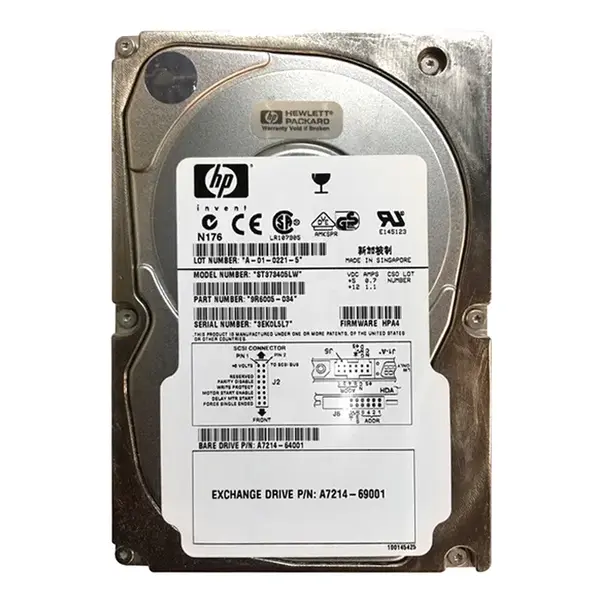 A7214-69001 HP 72.8GB Ultra-160 SCSI 10000 3.5-inch Hard Drive
