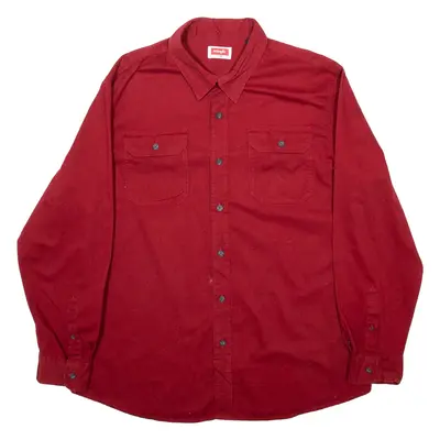 WRANGLER Mens Plain Shirt Red Long Sleeve XL