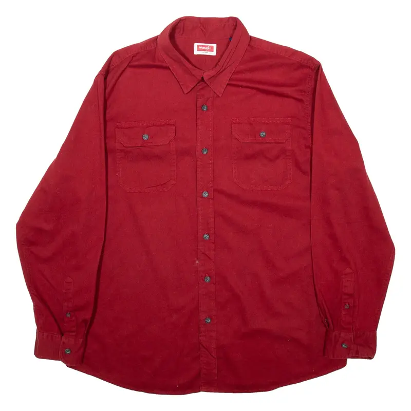 WRANGLER Mens Plain Shirt Red Long Sleeve XL