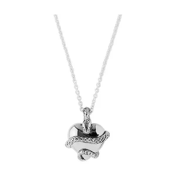 Wise Heart Charm Necklace Silver | Size: .75 in. Charm + 18 in. Chain