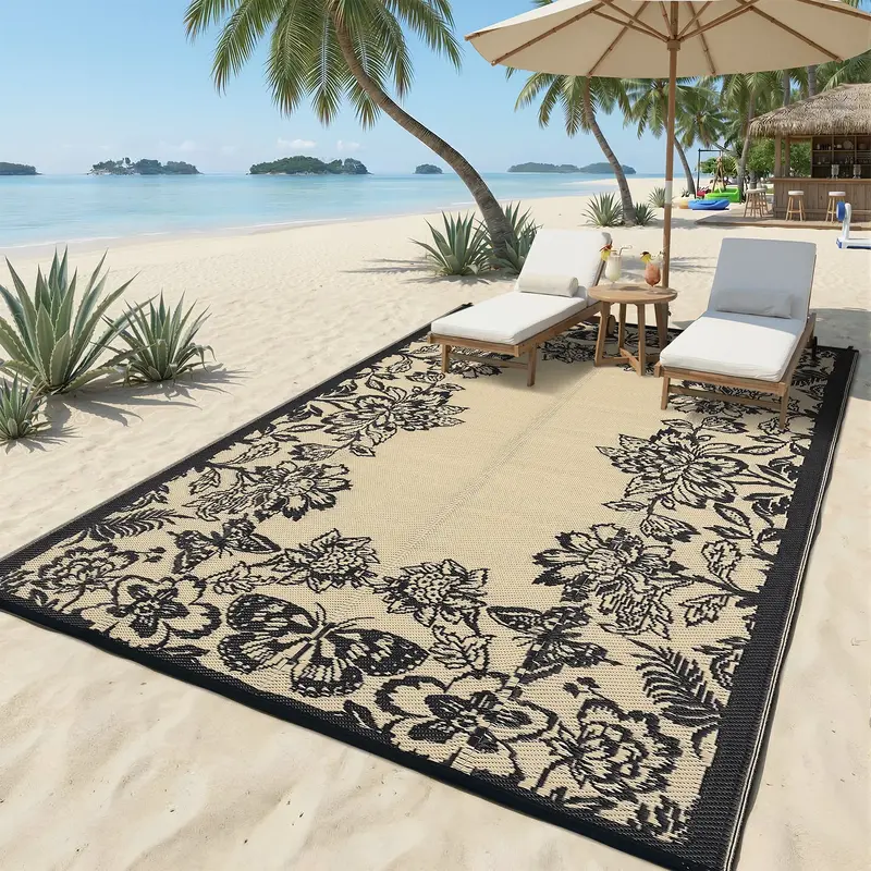 Garvee Waterproof Reversible Outdoor Rug 9x12ft - Large Plastic Straw Area Carpet for Patio, Deck, RV, Porch, Balcony, Campin...