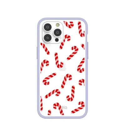 Clear Candy Cane Chaos iPhone 14 Pro Max Case With Lavender Ridge