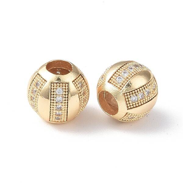 Brass Micro Pave Cubic Zirconia European Beads