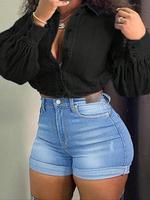 Women's Denim Shorts, Tight Fitted Casual Fashion Short Jeans for Daily Outdoor Wear, Ladies Bottoms for Summer, Distressed J...