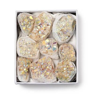 9Pcs Electroplate Natural Citrine Cluster Display Decorations