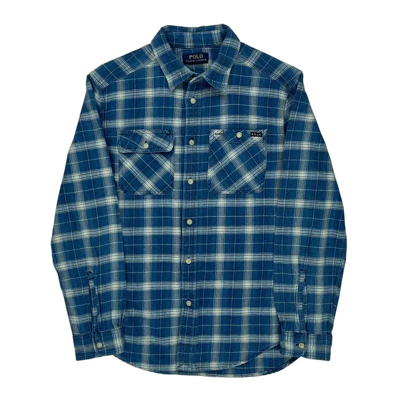 Polo By Ralph Lauren Checked Flannel Shirt - Medium Blue Cotton