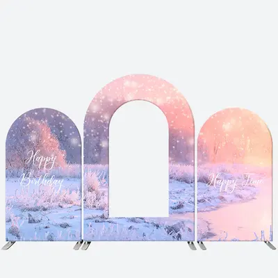 Aperturee Romantic Waterside Snow Scenery Birthday Backdrop Kit | Diy Chiara Backdrop Cover | Wedding Arch Backdrop | Round A...