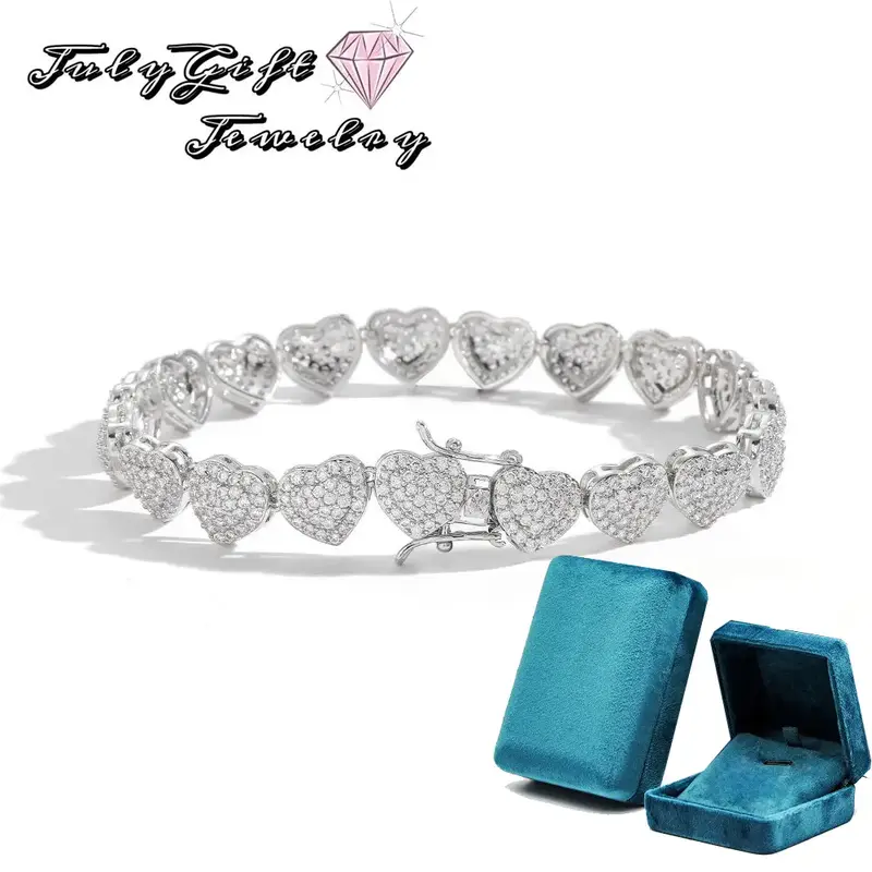 Heart Tennis Heart Bracelet  for Women Men Bracelet D Color VVS1 Round Cut Lab Bracelet Mother's Day Gift