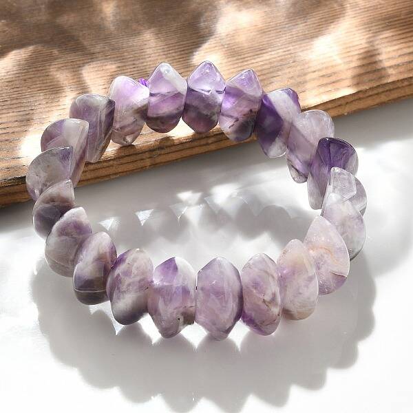 Bicone Natural Amethyst Beads Stretch Bracelets for Women Men