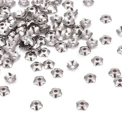 Tarnish Resistant 5-Petal 316 Surgical Stainless Steel Bead Caps