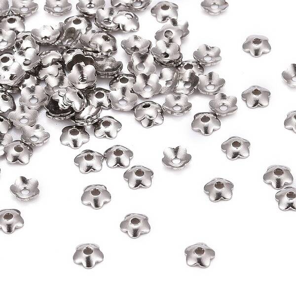 Tarnish Resistant 5-Petal 316 Surgical Stainless Steel Bead Caps