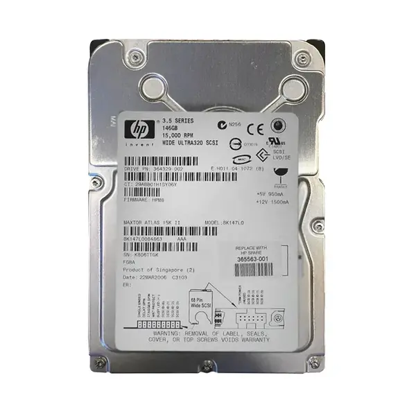 364329-002 HP 146GB Ultra-320 SCSI 15000 3.5-inch 8MB Hard Drive
