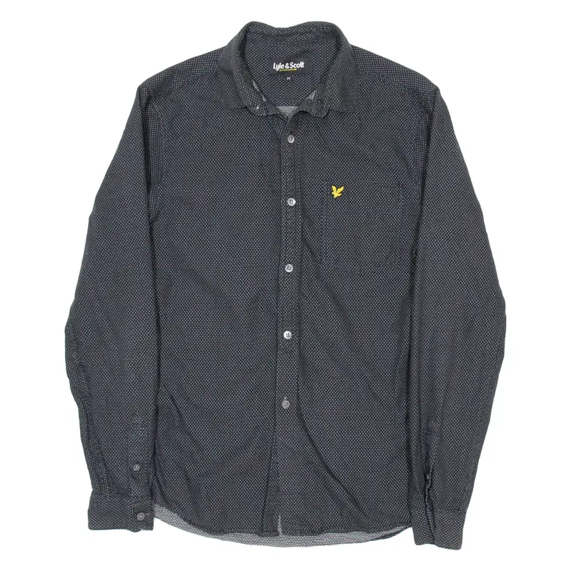 LYLE & SCOTT Mens Shirt Black Spotted Long Sleeve M
