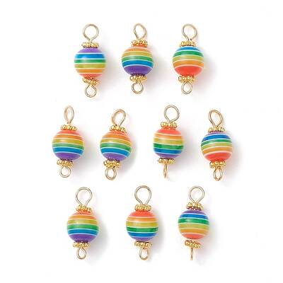 10Pcs Transparent Stripe Resin Round Connector Charms