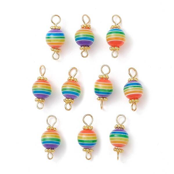 10Pcs Transparent Stripe Resin Round Connector Charms