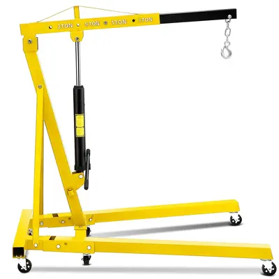Garvee Engine Hoist, 2 Ton Hydraulic Crane, 4400LB Capacity, Collapsible Frame, 360° Swivel Casters, Adjustable Boom, for Ga...