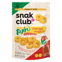 Snak Club Tajin Mango Rings Gummy Candy with Chili and Lime Seasoning, Resealable Bag, 11 oz