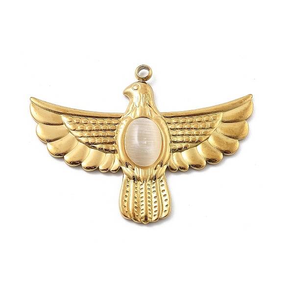 304 Stainless Steel Pave Natural Stone Pendants