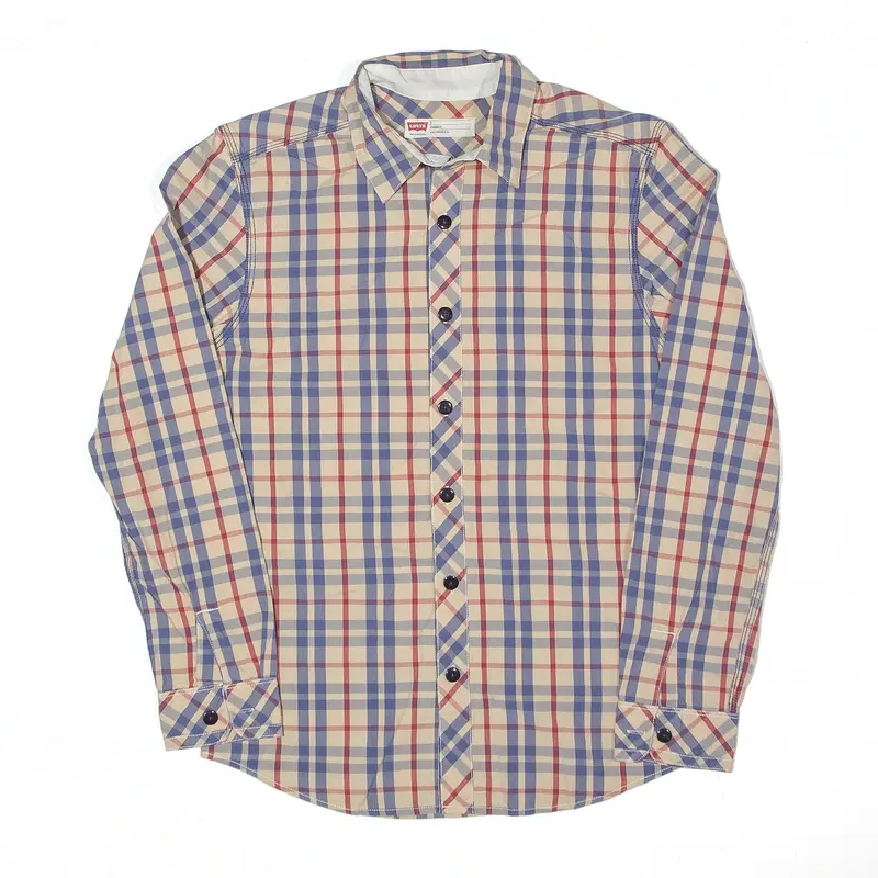 LEVI'S Shirt Cream Check Long Sleeve Mens S