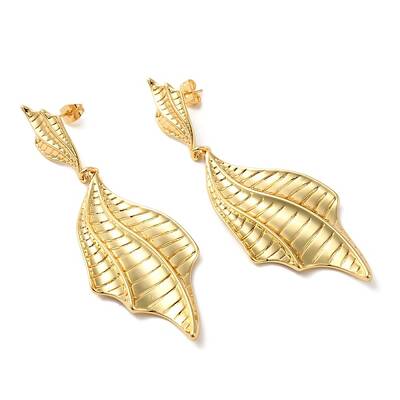 Fishtail Brass Dangle Stud Earrings